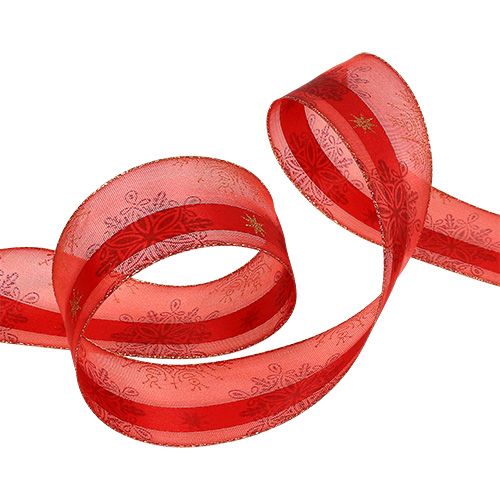 Floristik24 Decorative ribbon with dimensionally stable edge red 40mm 20m