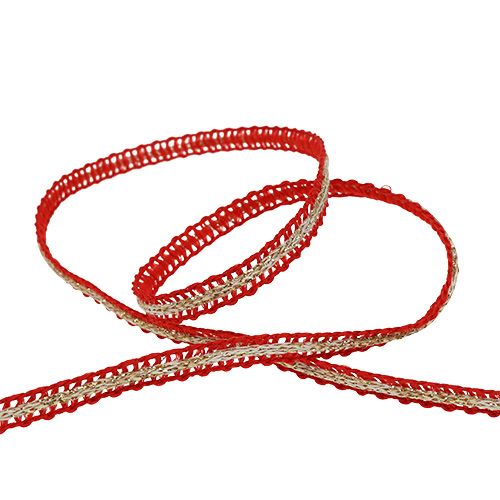 Product Deco ribbon narrow red with wire 8mm 15m