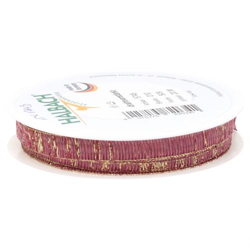 Floristik24 Decorative ribbon dusky pink with gold lurex wire-reinforced 10mm 20m