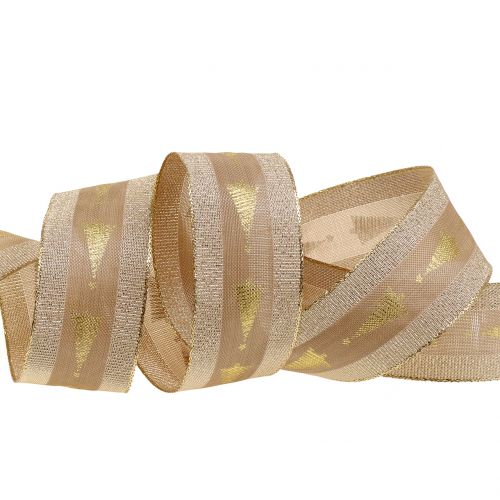 Product Decorative ribbon gold with fir 40mm 15m