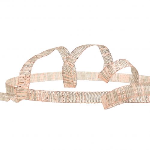 Floristik24 Deco ribbon nature with copper lurex wire-reinforced 10mm 20m