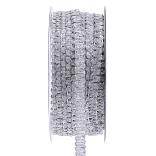 Deco ribbon velvet look gray 10mm 20m