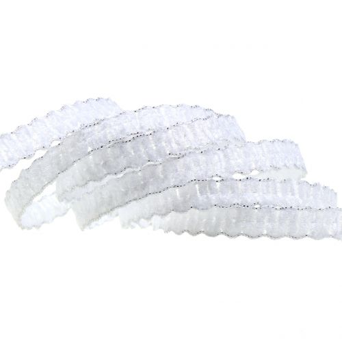 Floristik24 Deco ribbon velvet look white 10mm 20m