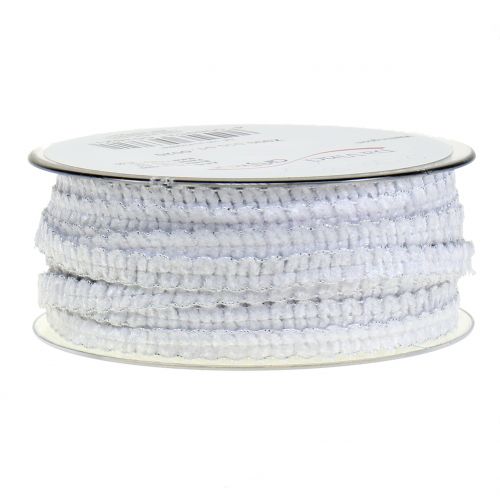 Floristik24 Deco ribbon velvet look white 10mm 20m