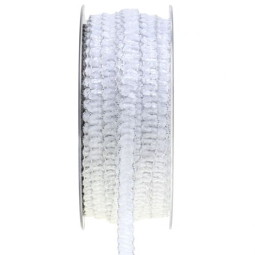 Floristik24 Deco ribbon velvet look white 10mm 20m