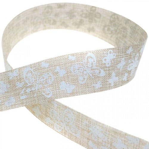 Product Deco ribbon with butterflies brown 25mm fabric ribbon gift ribbon 20m