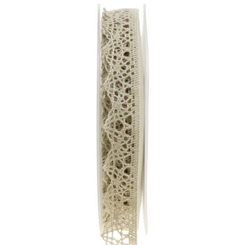 Product Decorative ribbon lace beige grey 22mm 20m