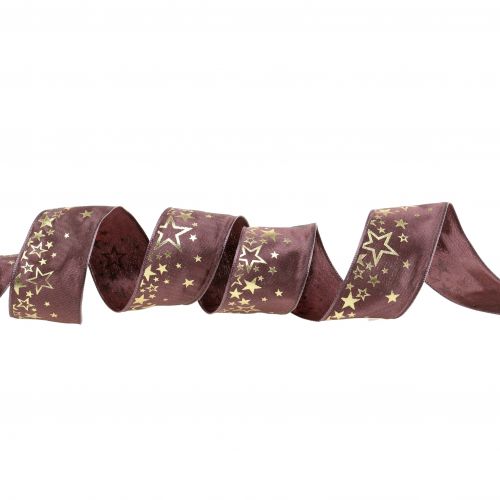 Floristik24 Deco ribbon star pattern pink-gold 40mm 25m