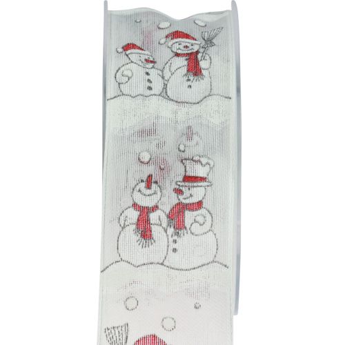 Product Gift ribbon Christmas Snowman Winter Red White 40mm 15m