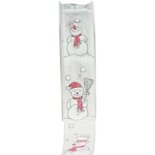Gift ribbon Christmas snowman red white 25mm 15m