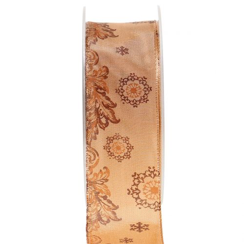 Floristik24 Deco ribbon with motif peach 40mm 20m