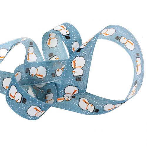 Product Deco ribbon with snowman blue 40mm 20m