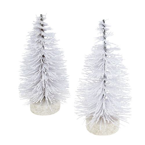 Floristik24 Decorative tree glittered white H14cm 4pcs