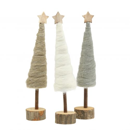 Floristik24 Decorative trees made of felt natural, white 33cm 3pcs