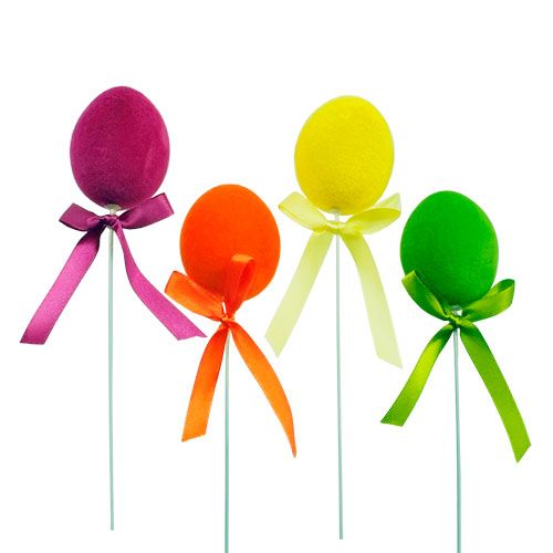 Floristik24 Decorative eggs with wire flocked multicolored 6cm 12pcs