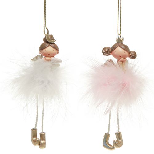 Decorative Figure Angel Princess Christmas Tree Decoration White, Pink 12cm 2 Pcs