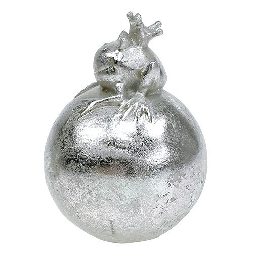 Decorative figure frog on ball silver 8cm 4pcs | Floristik24.ie