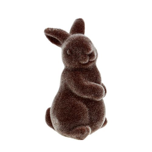 Floristik24 Decorative figure bunny flocked 7cm brown 1p