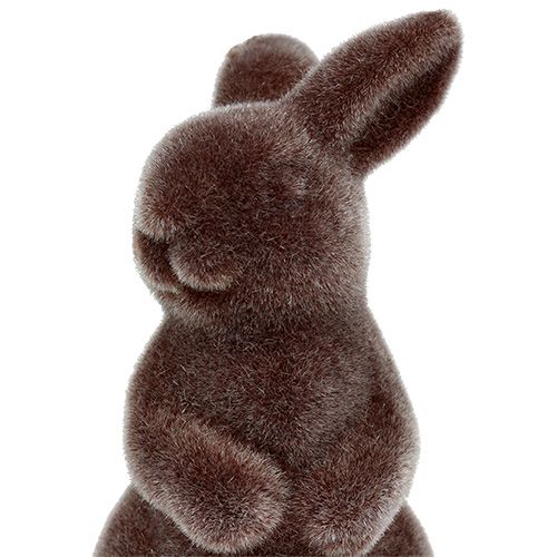 Floristik24 Decorative figure bunny flocked 7cm brown 1p