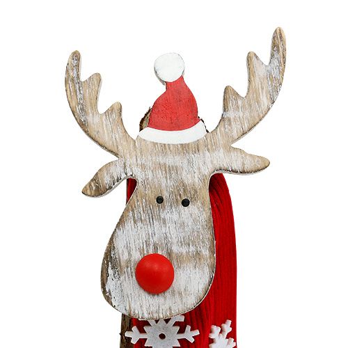 Floristik24 Dekofigur wood elk with scarf 30cm 2pcs