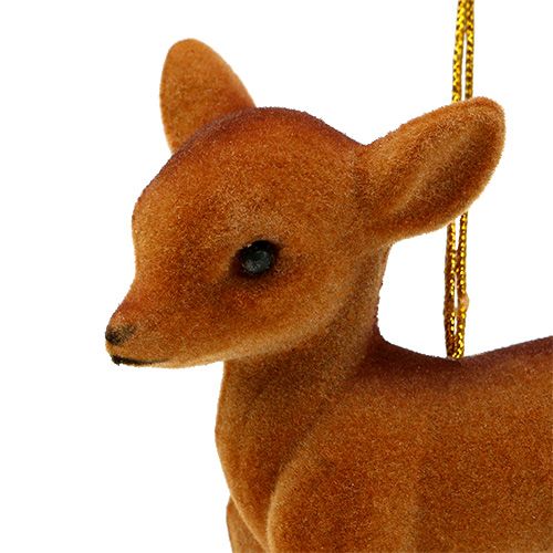 Product Decorative Figure Reindeer Young Brown 7.5cm flocked 2 pcs