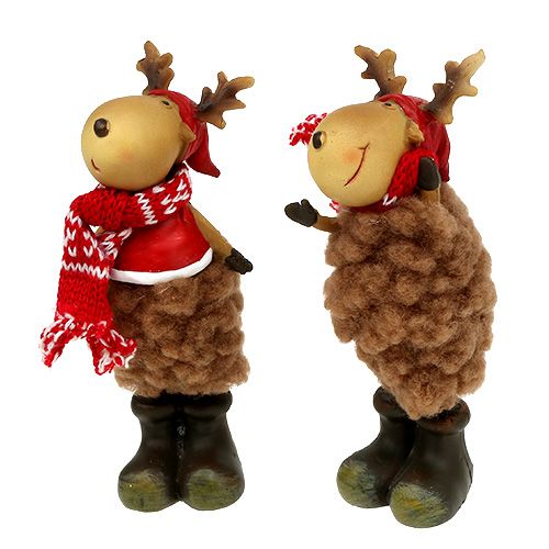 Floristik24 Decoration figure reindeer with scarf 15cm brown 4pcs