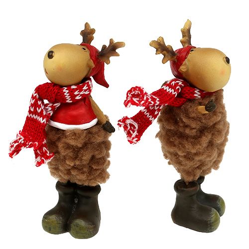 Floristik24 Decoration figure reindeer with scarf 15cm brown 4pcs