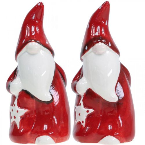Product Santa Claus figure Nicholas red, white ceramic H13.5cm 2pcs