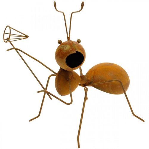 Decorative figure ant metal butterfly net garden decoration rust 19cm