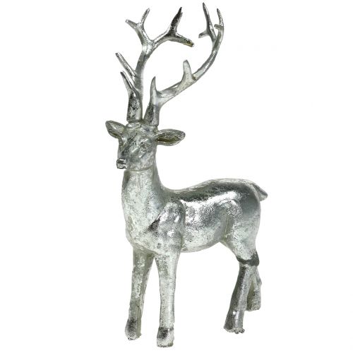 Floristik24 Deco figure deer silver 16.5cm