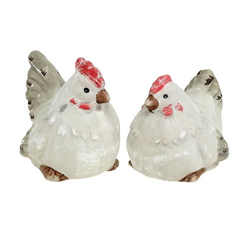 Floristik24 Dekofigur chicken 5cm gray 2pcs