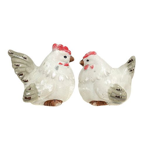 Floristik24 Dekofigur chicken 5cm gray 2pcs