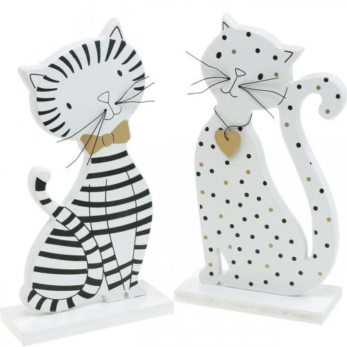 Floristik24 Deco figure cat, shop decoration, cat figures, wooden decoration 2pcs