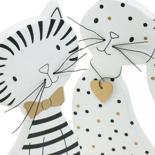 Floristik24 Deco figure cat, shop decoration, cat figures, wooden decoration 2pcs