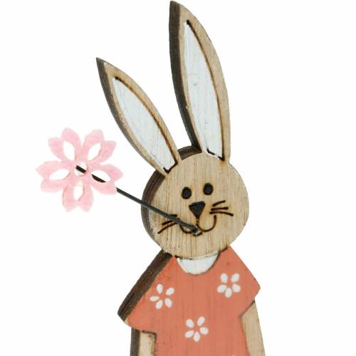Floristik24 Decorative figure Easter bunny orange, white wooden bunny Easter decoration 6pcs