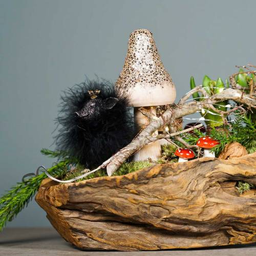 Floristik24 Decorative figure pig lucky charm black 9cm 2pcs