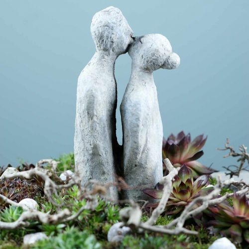 Floristik24 Decorative figure kissing couple stone cast gray 10 × 8cm H28cm