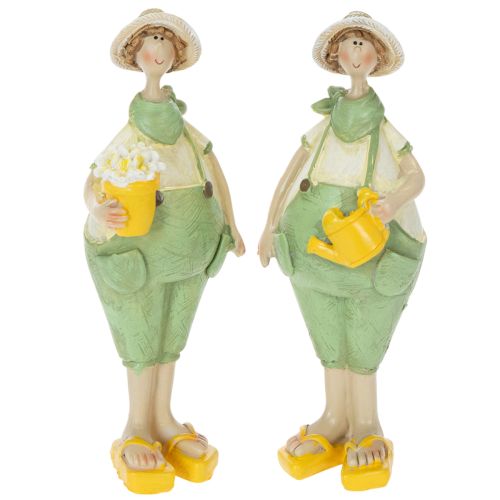Decorative gardener figurines, table decoration, summer, green/yellow, 16.5 x 5.5 cm, 2 pieces buy online | Floristik24.ie