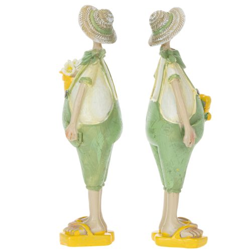 Decorative gardener figurines, table decoration, summer, green/yellow, 16.5 x 5.5 cm, 2 pieces | Floristik24.ie