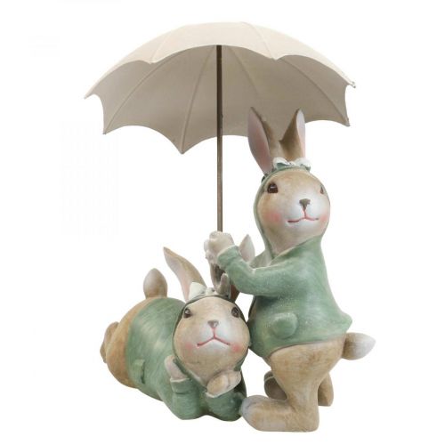 Deco figures rabbit pair Deco rabbits with umbrella H22cm