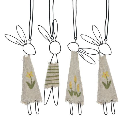 Floristik24 Decorative Figures Metal Rabbit Hanging Black Natural 19cm 4 Pcs