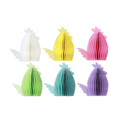 Decorative figures honeycomb paper chickens colored 7.5×4.5×8cm 6pcs
