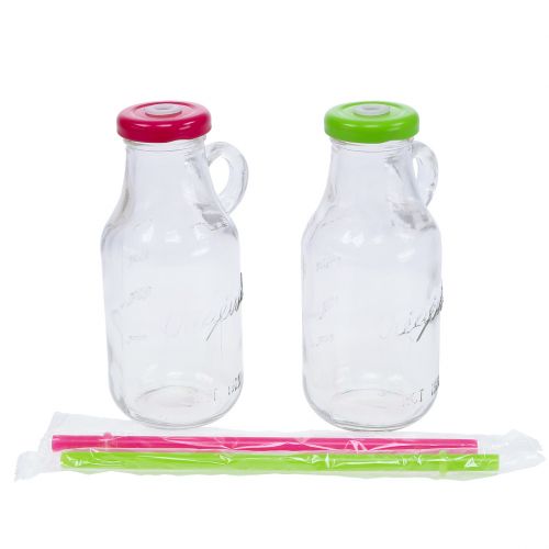 Floristik24 Decorative bottles with lids and straws H14.5cm