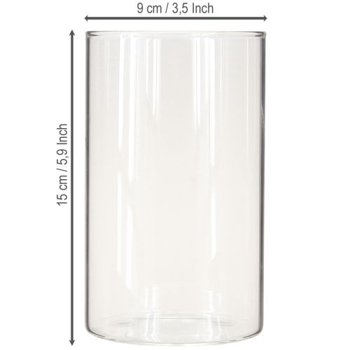 Floristik24 Decorative glass, table decoration, flower vase colorless Ø9cm H15cm