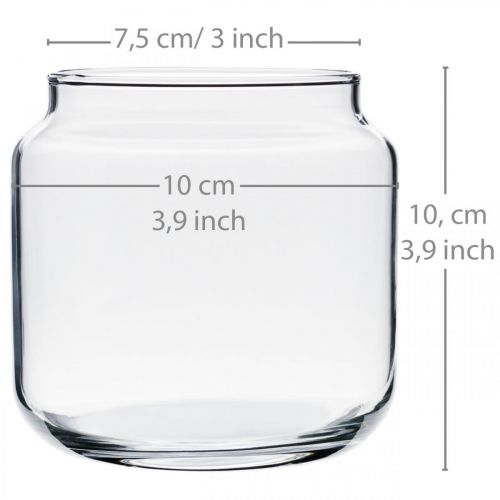 Floristik24 Decorative glass, flower vase, glass lantern, table decoration Ø10cm H10cm 6pcs