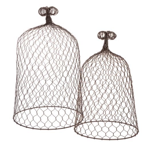 Decorative metal bell, climbing aid, wire hood, brown, rust finish, H50/41cm Ø30/25cm, set of 2 buy online | Floristik24.ie