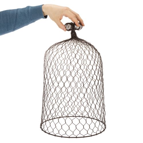 Decorative metal bell, climbing aid, wire hood, brown, rust finish, H50/41cm Ø30/25cm, set of 2 | Floristik24.ie