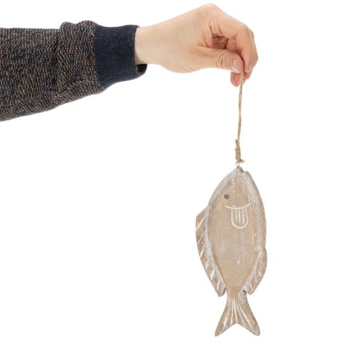Decorative wooden fish hanger, 21cm, 2 pieces | Floristik24.ie