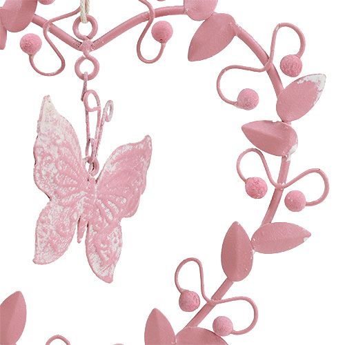 Product Decoration hanger metal heart pink 26cm