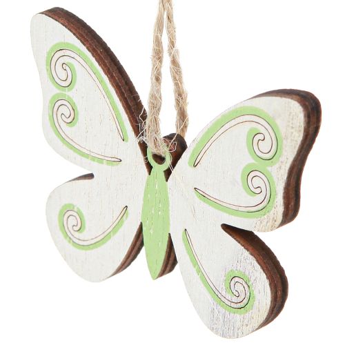 Product Decorative Hanging Butterfly Decoration Wood Natural Green 5×6cm 12 pcs